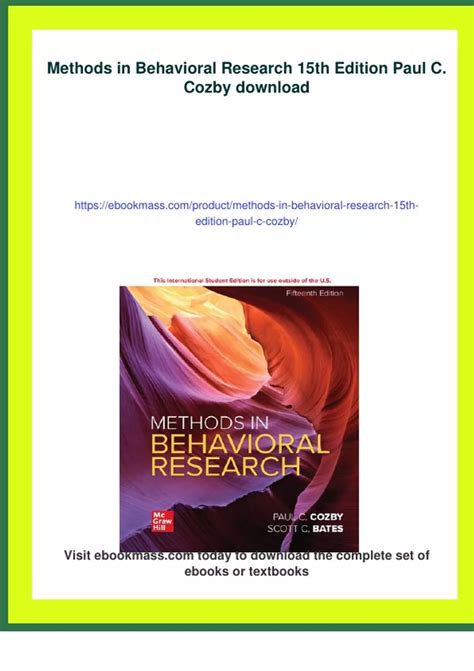 Summary Methods in Behavioral Research 15th Edition Paul C. Cozby ...