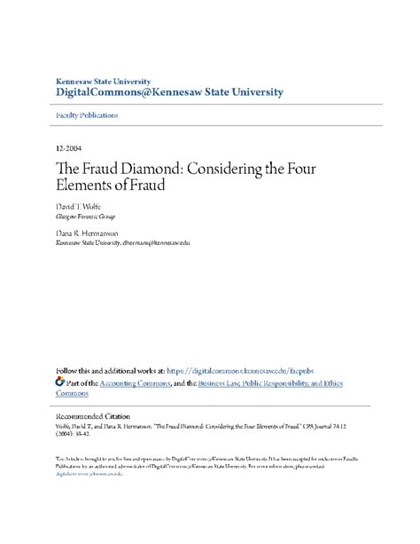 The Fraud Diamond Considering the Four Elements of Fraud - Kennesaw State University - Studocu