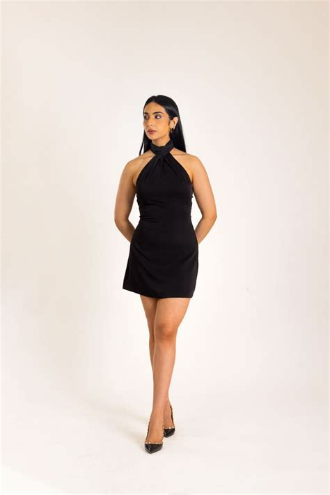 Black Scarf Wrap Mini Dress – Past Modern