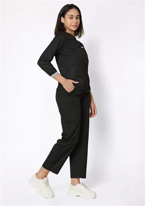 Buy Classic Women's 5-Pocket Long Sleeve (Black) Scrub – Knya