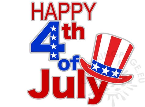 Happy 4th of July Independence Day Clipart - Coloring Page