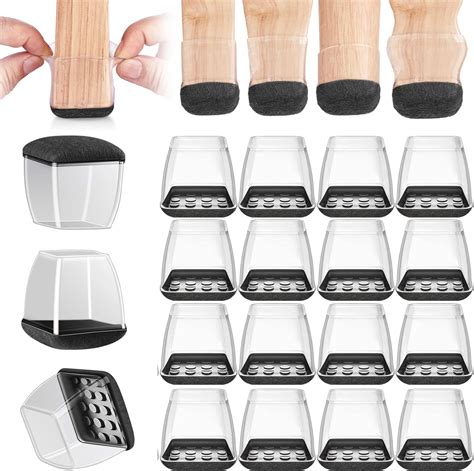 32PCS Round & Square Chair Leg Floor Protectors - Furniture Sliders for ...
