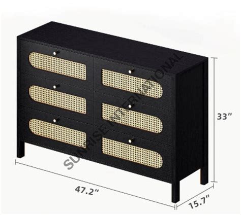 Buy wooden chest of drawer dresser cabinet with rattan cane online ...