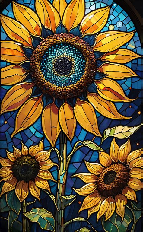 Sunflowers Stained Glass Free Stock Photo - Public Domain Pictures