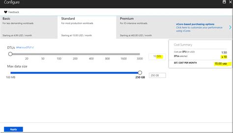 Image result for Azure SQL Database Service Tiers