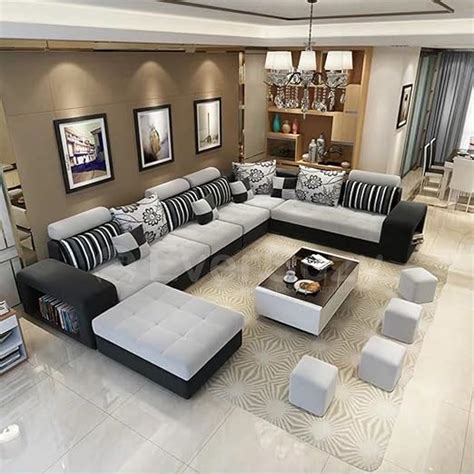 EverCozy - Nova 12 Seater U-Shape Interchangeable Fabric Sofa Set with ...