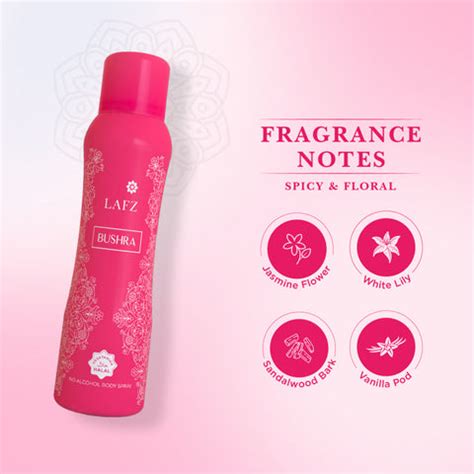 Rayhan.in :: LAFZ Bushra Body Spray (Women) - 150ml - No Alcohol Deodorant