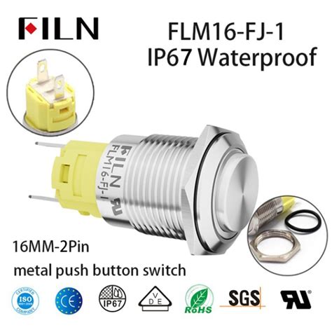 Great 12V Latching Push Button Switch-16MM Metal Tactile Switch Flat ...