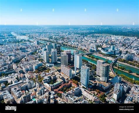 Paris city aerial panoramic view. Paris is the capital and most populous city of France Stock ...