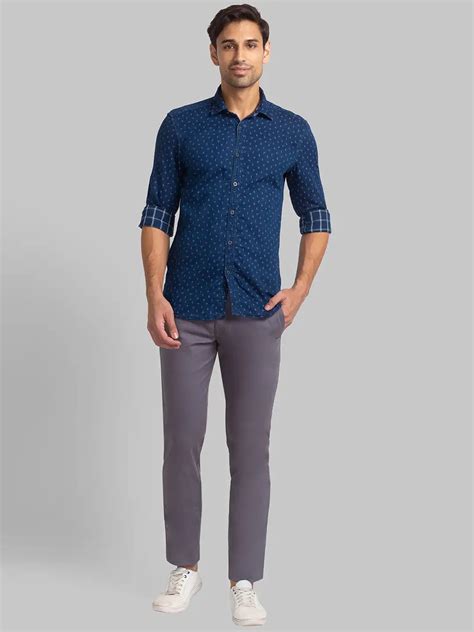 Parx Men Blue Double Cloth Slim Fit Cotton Shirt – MyRaymond