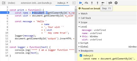 Line 5 JavaScript Debug 的图像结果