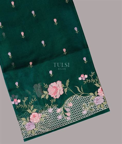 Buy Teal Green Silk Kota Embroidery Saree T677687