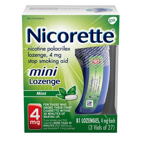 Nicorette Mini Nicotine Lozenges to Stop Smoking, 4mg, Mint Flavor - 81 ...