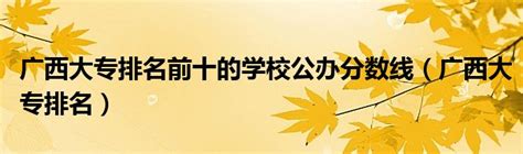 广西最好的大专学校有哪些 广西最好考10所大专