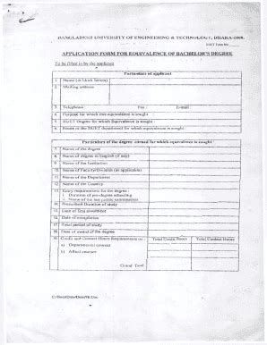 Fillable Online cse buet ac Application Form For Equivalence Of ...