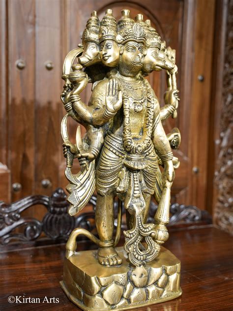 Brass Panchmukhi Lord Hanuman Antique Finish 17" – Kirtan Arts
