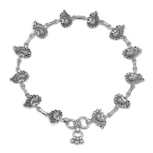 ZAVYA 925 Sterling Silver Modest Peacock Rhodium Plating Chain Anklet ...