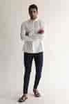 Buy White Cotton Perforated Yoke Shirt For Men by Kaha Online at Aza ...