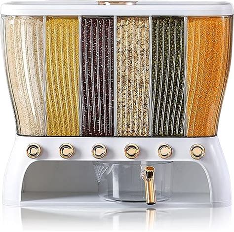 LOOKMINT Rice Dispenser Food Storage Container 6 Grids Bulk Rice ...