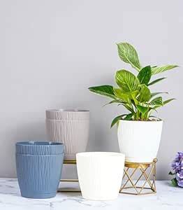 Nurturing Green® Set of 6' Tide' Self Watering Plastic Pots (5.5 Inch ...