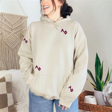 Alpha Phi Embroidered Hooded Sweatshirt - Greek Gear