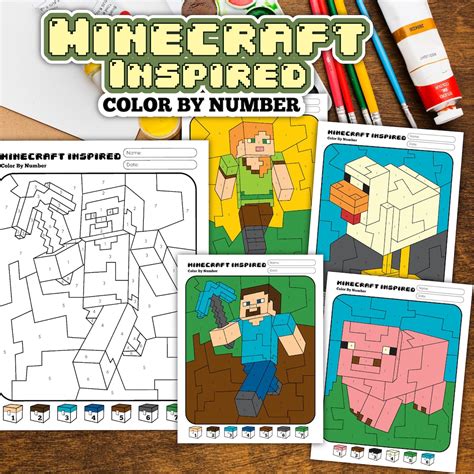 Image result for Math Color by Number Coloring Pages Minecraft