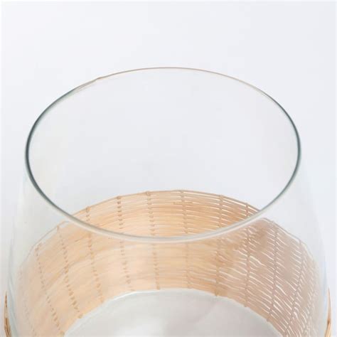 Buy Splendid Santorini Glass and Rattan Hurricane Candle Holder from ...