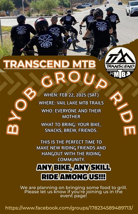 TRANSCEND MTB Presents: BYOB GROUP RIDE. VAIL LAKE MTB TRAILS TEMECULA ...