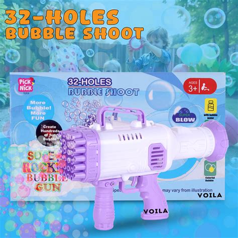 VOILA 32 - Hole Gatling Bubble Gun – Fun Bubble Launcher Toy for Kids,
