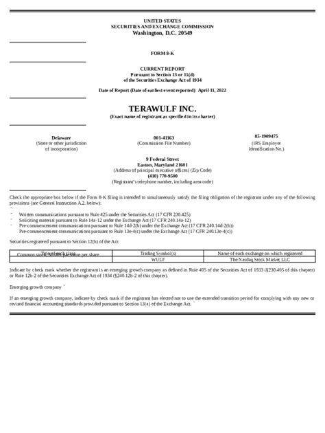 TERAWULF INC. (. EDGAR Online Pro Doc Template | pdfFiller