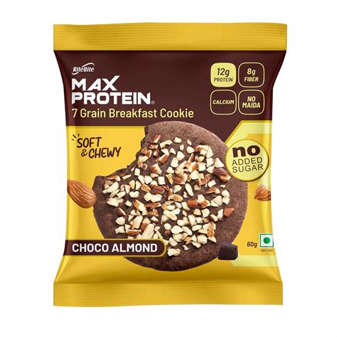RiteBite Max Protein Choco Almond Cookie | Pack of 1 x 60g | 10g ...
