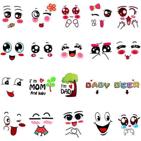 Buy 20 Pieces Funny Facial Expressions Stickers Pregnant Belly Stickers ...