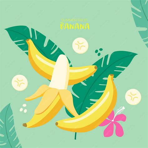 A poster for a banana plantation with a banana and flowers. | Premium ...