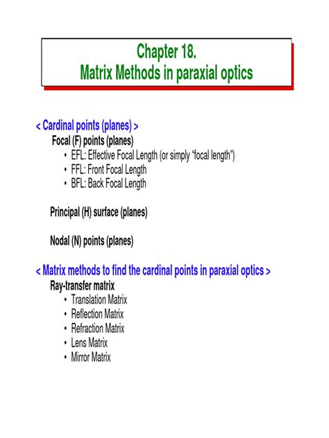 Image result for Matrix Method in Optics PDF