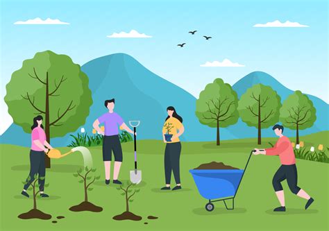 Community Planting Trees Cartoon 的图像结果