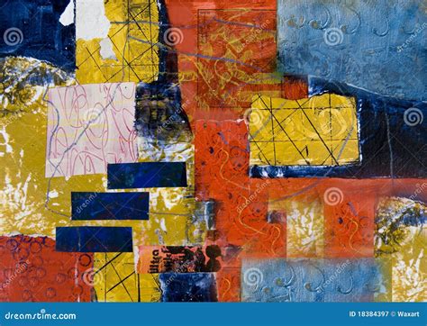 Mixed Media Abstract Collage Painting Stock Image - Image of acrylic ...