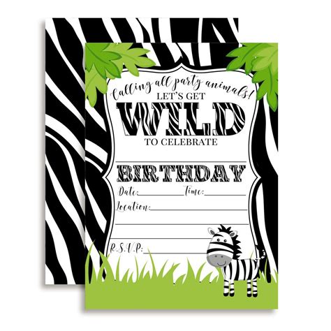Amanda Creation Zebra in The Jungle Birthday Party Invitations for A ...