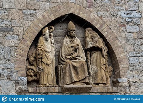 Closeup of Sculpture of Three Religious Figures Cathedral, Volterra ...