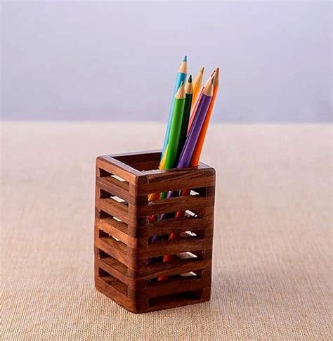 Krishana Art Palace Wooden Pen Holder Sheesham Wood - Brown,Unique ...