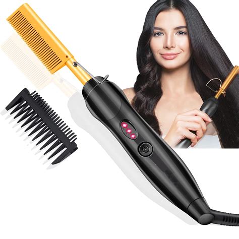 Morfone Hot Comb Hair Straightener, Ceramic Electric Comb, Anti-Frizz ...