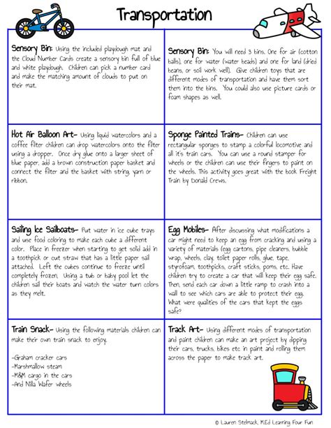 Transportation Lesson Plan 的图像结果