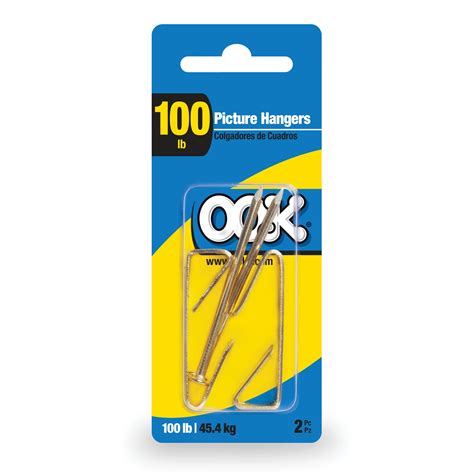 OOK Conventional Picture Hangers, Brass Finish, 100LB, Pack of 2 ...