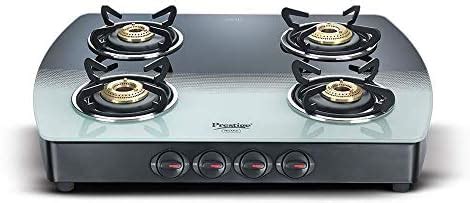 Prestige Marvel Glass Top 4 Burner Gas Stove, Manual Ignition, Tempered ...
