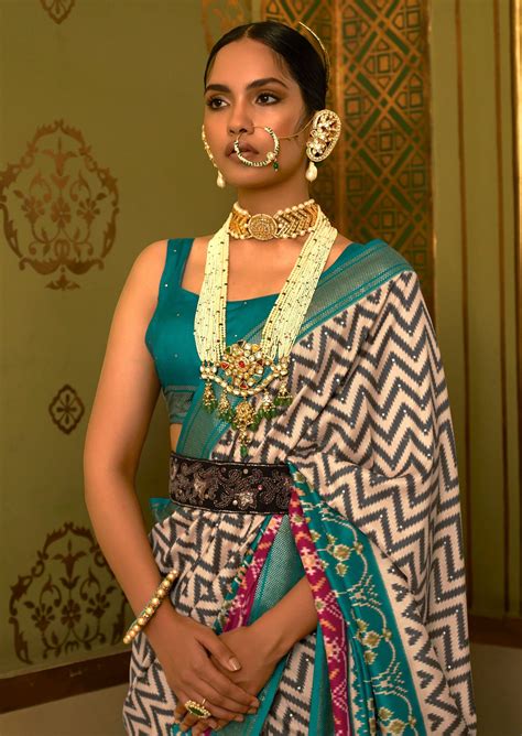 Patola Silk Turquoise Blue Saree – Sunasa