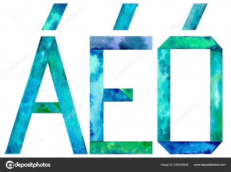 Acuarela Vocales Españolas Con Acento Aislado Sobre Fondo Blanco ...