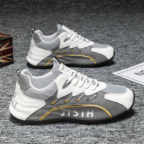 Men's Mesh Breathable Casual Sneakers, Comfortable Anti-Slip Lace-Up ...