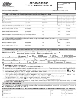California DMV Vehicle Title Application - Blank Fillable Template ...