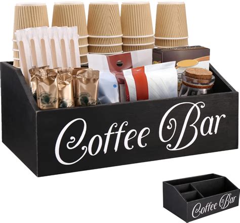 Buy Coffee Station Organizer Wooden Coffee Bar Storage Organizer for ...