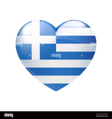 Flag of Greece in heart. Greek emblem icon vector. Country love symbol ...