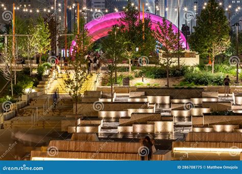 Night Time at Gene Leahy Mall Omaha Nebraska USA Editorial Image ...